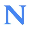 Noodle logo, a blue letter N