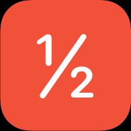 undefined FractionFormatter Logo, a red square with rounded corners and the glyph "½" centered in white